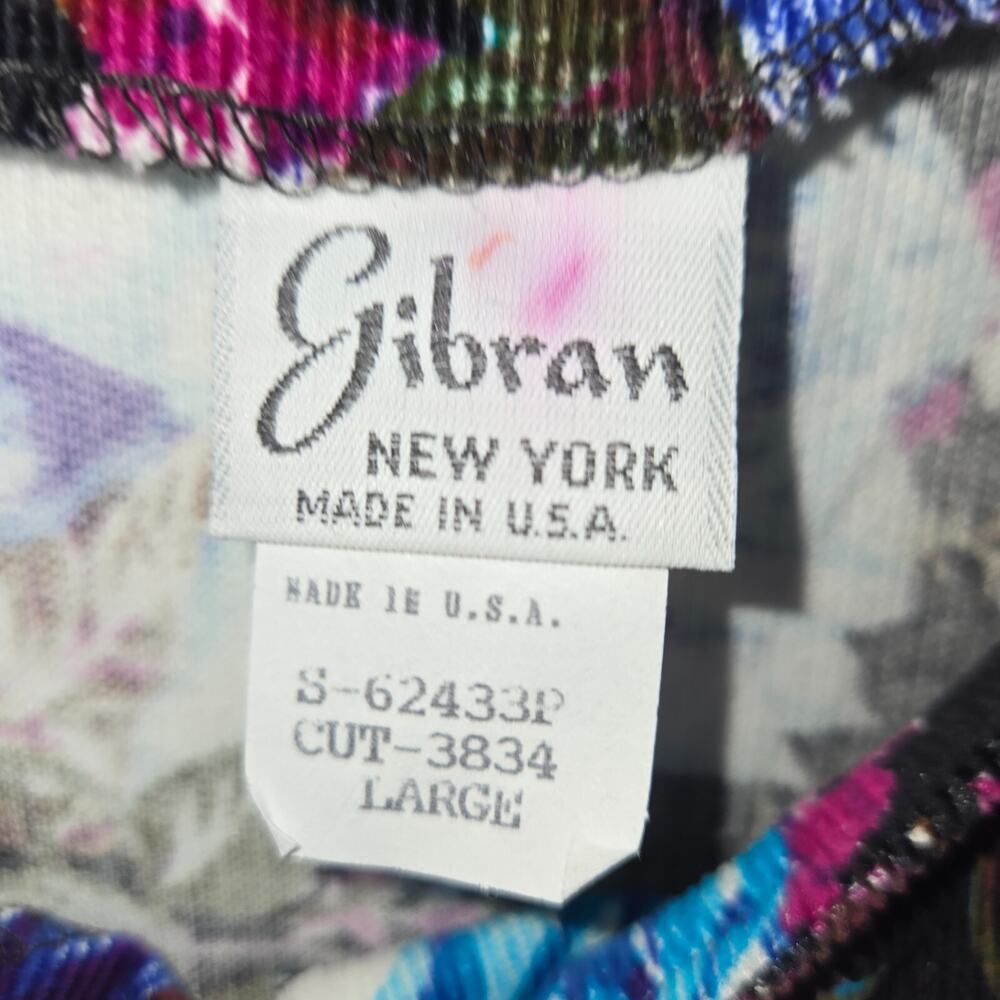 Gibran Corduroy Black Floral Maxi Dress Sleeveless Large 48" L x 42" W Vintage - Picture 7 of 9